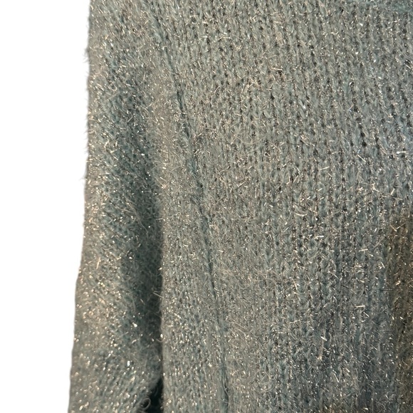 Jennifer Lopez gilded glamour sweater, pale blue with silver threads, size Med - Picture 3 of 9